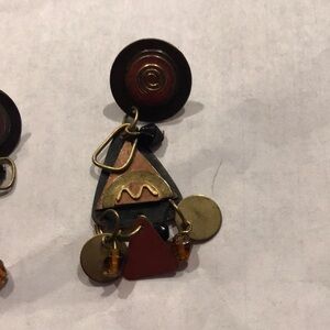 Geometric Dangle Earrings with Mixed Metals